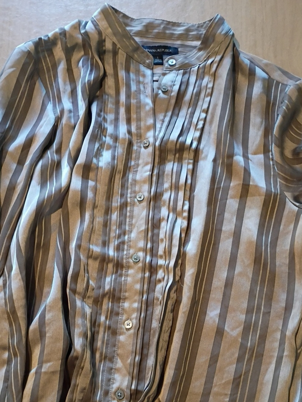 Banana Republic Striped Button-Down Shirt in Tan and Brown Tones